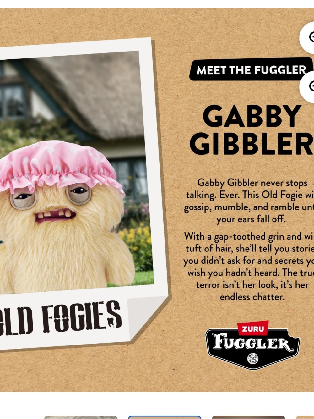 ZURU Fuggler Old Fogies Gabby Gibbler 9-inch plush funny ugly monster toy - Picture 6 of 17
